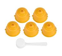 Nescafé Capsules 5 Pièces de qualité Alimentaire PP 304 en Acier Inoxydable Réutilisable Filtre à Capsules de café Rechargeable (Jaune)