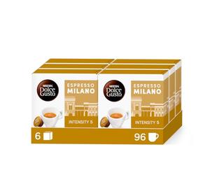 NESCAFÉ Dolce Gusto Espresso Milano, 96 Capsules de Café, 6 x 16 | Café Capsules , Compatible avec Toutes les Machines à Café DG hors NEO , Café expresso italien équilibré