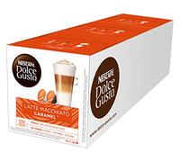 NESCAFÉ Dolce Gusto Latte Macchiato Caramel, 48 capsules de café, mélange Arabica Robusta, arôme fin de caramel et mousse de lait délicieuse, capsules embouteillées, 3 Paquets (3 x 16 capsules)