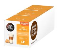 Nescafé Dolce Gusto Lot de 3 capsules de latte macchiato 16 dosettes | Café crémeux en couches ; sélection Arabica et Robusta ; base expresso lisse pour les boissons de style café