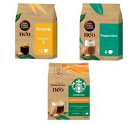 NESCAFÉ Dolce Gusto NEO - Pack découverte 3 boîtes : Grande Cappuccino Starbucks Caramel Macchiato