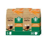 NESCAFÉ Dolce Gusto NEO STARBUCKS Caramel Macchiato, 30 Tasses, 5 x 6 | 30 Dosettes Compostables de café et 30 sachets de lait , Compatibles uniquement avec la Machine NEO, Mousse Onctueuse AirFoam