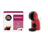 Nescafé Dolce Gusto - Pack Machine à café Krups Piccolo XS Rouge KP1A3510 & NDG Espresso - 90 Capsules (Pack de 3 boîtes XL x 30)