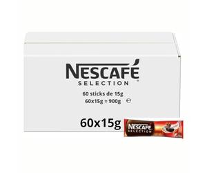 NESCAFÉ Sélection Sticks Café Soluble - 1 Dose pour 1 Litre de Café - Corsé et Généreux - En Poudre - Approvisionnement 100% plus Responsable - Carton de 60 Dosettes de 15g -900g