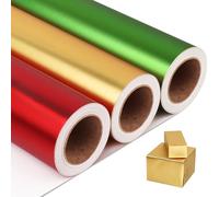 NESCCI Lot de 3 rouleaux de papier cadeau en métal mat, couleur unie, 45 cm x 10 m par rouleau, papier cadeau parfait pour mariage, Saint-Valentin, anniversaire, fête prénatale, bouquet à faire