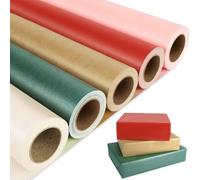 NESCCI Lot de 5 rouleaux de papier cadeau mat, couleur unie nacré brillant, 43,2 cm x 10,0 m par rouleau. Papier cadeau parfait pour Noël, mariage, Saint-Valentin, anniversaire, fête prénatale