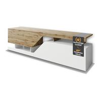 Nesezi Meuble TV, avec ouverture sans poignée, 2 volets/portes, armoire basse, table TV, (Wotan/blanc)