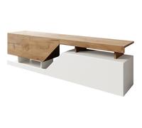 Nesezi Meuble TV, avec ouverture sans poignée, 2 volets/portes, armoire basse, table TV, (Wotan/blanc)