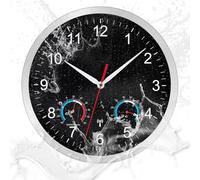 NESIFEE Horloge murale d'extérieur étanche avec affichage de la température et hygromètre - Horloge murale radio-pilotée silencieuse - Grande horloge murale moderne - Noir - Pour salon, cuisine, salle