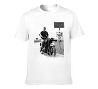 NESITK Steve Logo Chemise Mcqueen imprimé T-Shirts en Coton pour Homme Femme Vintage Motif Impression Manches Courtes T Shirt à col Rond Vêtements Été Hauts Blancs