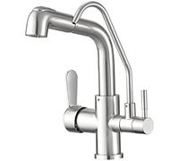 NESLNQC 3-Way Kitchen Sink Tap 360° Rotatable Pull-Out Spray Mixer Chrome & Brushed Nickel High Arc Faucet Flexible Water Filter Purifier for Effortless Cleaning