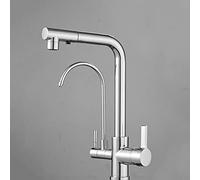 NESLNQC 3-Way Pull Down Kitchen Faucet with Swivel Spout 2-Mode Water Filter Tap Stylish Black & Chrome Finish Perfect for Under Sink Purifin Modern Design