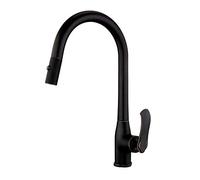 NESLNQC 360° Rotating Kitchen Faucet Single Lever Pull-Out Spray Mixer Tap Brass Hot & Cold Water Sink Faucet Chrome Finish Black Dual Water Flow Options