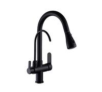NESLNQC Black Kitchen Faucet 360° Rotating Pull Out Filter Tap Modern Sink Mixer with Pure Water Outlet Durable and Stylish Kitchen Tap for Home Use