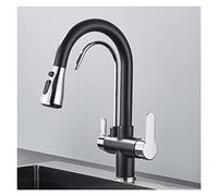 NESLNQC Matte Black Pull-Out Kitchen Faucet with 360° Rotation 3-in-1 Water Filter Tap Modern Sink Mixer for Stylish Kitchens - ZX PHD2Z
