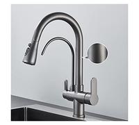 NESLNQC Matte Black Pull-Out Kitchen Faucet with 360° Rotation 3-Way Mixer Tap Gun Grey Finish - Stylish Water Filter Solution for Home Use