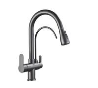 NESLNQC Premium Pull-Out Kitchen Faucet - 3-Way Water Filter Tap in Gold/Black/Chrome Finish Stylish Beige with Dots Ideal for Home & Commercial Use Easy Installation