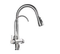 NESLNQC Stylish Gold Black Chrome Kitchen Faucet - Pull Out Water Filter Tap 2/3 Way Mixer for Cold/Hot Water Modern Sink Crane with Purified Drinking Water Beige Dots Design