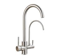 NESLNQC Stylish Gold/Black/Chrome Kitchen Faucet - Pull-Out Water Filter Tap 2/3 Way Mixer for Cold Water Elegant Sink Crane Perfect for Modern Kitchens Beige with Dots C