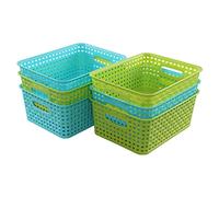 Nesmilers 6 Paquets Panier Organisateur en Plastique, Paniers Tissés de Rangement
