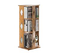 NESPIQ Bibliothèque Chambre Étagère à Livres 360 Degrés Rotation Étagère Racks Multicouche Plancher Étudiant Simple Bambou Bibliothèque pour Bureau À Domicile Décor Étagères(3 Tiers)