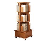 NESPIQ Bibliothèque Chambre Étagère à Livres Bibliothèque À 3 Niveaux avec Tiroir Et roulettes, Étagères Rotatives À 360 °, Bibliothèque en Bois, Étagère À Livres pour Salon Et Bureau(Wood Color)