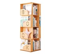NESPIQ Bibliothèque Chambre Étagère à Livres Bibliothèque Carrée Rotative À 360 °, Étagères en Bois Massif, Étagère À Livres Debout pour Le Bureau Et La Maison(4 Tier)