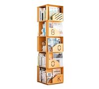NESPIQ Bibliothèque Chambre Étagère à Livres Bibliothèque Carrée Rotative À 360 °, Étagères en Bois Massif, Étagère À Livres Debout pour Le Bureau Et La Maison(5 Tier)