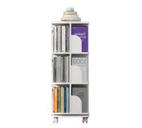 NESPIQ Bibliothèque Chambre Étagère à Livres Bibliothèque Rotative À 360 ° avec Roues, Panneau De Densité, Étagère À Livres sur Pied, Bibliothèque Simple(3 Tier)