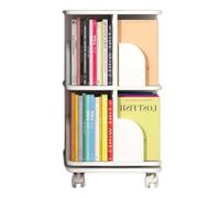 NESPIQ Bibliothèque Chambre Étagère à Livres Bibliothèque Rotative À 360 ° avec Roues, Panneau De Densité, Étagère À Livres sur Pied, Bibliothèque Simple(2 Tier)