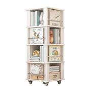 NESPIQ Bibliothèque Chambre Étagère à Livres Bibliothèque Rotative À roulettes, Planche À Densité, Bibliothèque pour Salon, Étagère À Livres Debout(White,4 Tier)