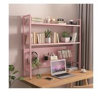 NESPIQ Bibliothèque Chambre Étagère à Livres Étagère De Bureau en Fer Forgé À 2 Niveaux, Support De Rangement pour Magazines, Présentoir De Comptoir en Métal(Rosa)