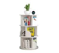 NESPIQ Bibliothèque Chambre Étagère à Livres Étagère Rotative À 360 Degrés pour Économiser De l'espace, Étagère De Rangement pour Étudiants Au Sol, Livre Autoportant 38,5 X 15,7 Po(White)