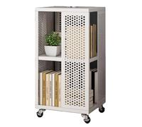 NESPIQ Bibliothèque Chambre Étagère à Livres Étagères en Fer avec Bibliothèque À roulettes Étagères Rotatives À 360 ° Étagère À Livres sur Pied en Métal(White,2 Tier)