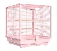 NESPIQ Cage Volière pour Oiseaux Cage À Oiseaux Carrée en Métal avec Mangeoire À Oiseaux, Plateau pour Perroquets, Conures, Inséparables, Perruches Calopsittes Cage pour Oiseaux(Rosa)