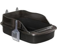 NESPIQ Maison De Toilette pour Chat Bac À Litière pour Chat À Dispersion Amovible sur Les Côtés Hauts, Semi-fermé Anti-éclaboussures, Grand Bac À Litière Robuste pour Chat Bac À Litière Chat(Black)