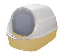 NESPIQ Maison De Toilette pour Chat Bac À Litière pour Chat avec Rabat De Porte Avant Et Pelle, Bac À Litière pour Chat À Entrée Avant, Facile À Nettoyer Bac À Litière Chat(Yellow)