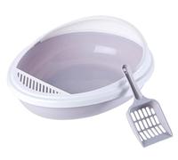 NESPIQ Maison De Toilette pour Chat Bac À Litière pour Chat avec Scooper Bac À Litière pour Chat avec Cadre Bac À Litière pour Chats Ouvert Bac À Litière pour Chaton Bac À Litière Chat(Grey)