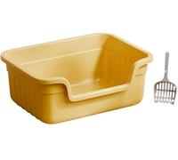NESPIQ Maison De Toilette pour Chat Bac À Litière pour Chat Bac À Litière Ouvert Toilette pour Chat Peu Profonde Bac À Litière De Voyage pour Chatons À Chats Âgés Bac À Litière Chat(Yellow)