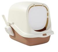 NESPIQ Maison De Toilette pour Chat Bac À Litière pour Chat Grand Espace avec Couvercle Et Pelle À Litière pour Chat Toilettes Détachables sans Odeur Faciles À Nettoyer Bac À Litière Chat(White)