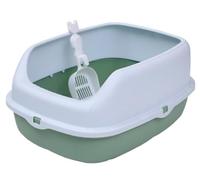 NESPIQ Maison De Toilette pour Chat Bac À Litière pour Chat Semi-fermé À Double Couche avec Pelle À Litière pour Chat, Conception De Tiroir Facile À Nettoyer Bac À Litière Chat(Grün)