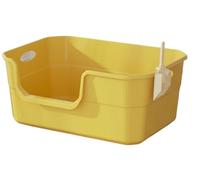 NESPIQ Maison De Toilette pour Chat Grand Bac À Litière pour Chat, Bac À Litière Ouvert pour Chat avec Pelle, Toilettes Pliables pour Chat, Bac À Litière avec Côtés Hauts Bac À Litière Chat(Yellow)