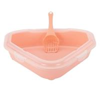 NESPIQ Maison De Toilette pour Chat Profil Bas Triangulaire Anti-éclaboussures pour Toilettes d'angle pour Chats, Bac À Litière pour Chiots, Chats D'intérieur, Lapin Bac À Litière Chat(Nude)