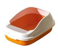 NESPIQ Maison De Toilette pour Chat Toilettes Anti-éclaboussures pour Chat, Bassin À Litière pour Chat, Boîte Semi-fermée avec Pelle À Litière pour Animaux De Compagnie Bac À Litière Chat(Oranje)