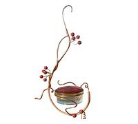 NESPIQ Mangeoire À Oiseaux Extérieur Jardin Baies Rouges en Métal Accrochant L'abreuvoir d'eau D'oiseau De Conducteur De pour La Cour Extérieure De Jardin De Patio pour Terrasse(18 * 10 * 21cm)