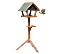 NESPIQ Mangeoire À Oiseaux Extérieur Jardin Cintre en Bois pour Poteau De Mangeoire À Oiseaux pour L'extérieur avec Toit Et Plateau De Mangeoire Facile À Assembler pour Terrasse