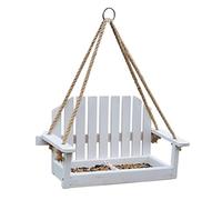 NESPIQ Mangeoire À Oiseaux Extérieur Jardin Mangeoire À Oiseaux en Bois Durable Suspendu Mangeoire À Oiseaux Sauvages Station Perche Banc De Jardin Swing Seat pour Terrasse(A)