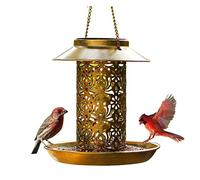 NESPIQ Mangeoire À Oiseaux Extérieur Jardin Mangeoire À Oiseaux Solaire pour Extérieur Suspendu Mangeoire À Oiseaux Sauvages en Métal pour Lanterne De Jardin Solaire avec Crochet pour Terrasse