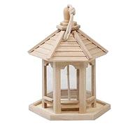 NESPIQ Mangeoire À Oiseaux Extérieur Jardin Portable Accrochant Extérieur De Mangeoire À Oiseaux Hexagonale en Bois pour des Alimentations Sauvages d'oiseaux pour Terrasse