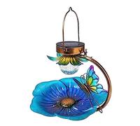 NESPIQ Mangeoire à oiseaux pour l'extérieur - Lanterne solaire à suspendre pour l'extérieur - Décoration de jardin, jardin, cour, terrasse